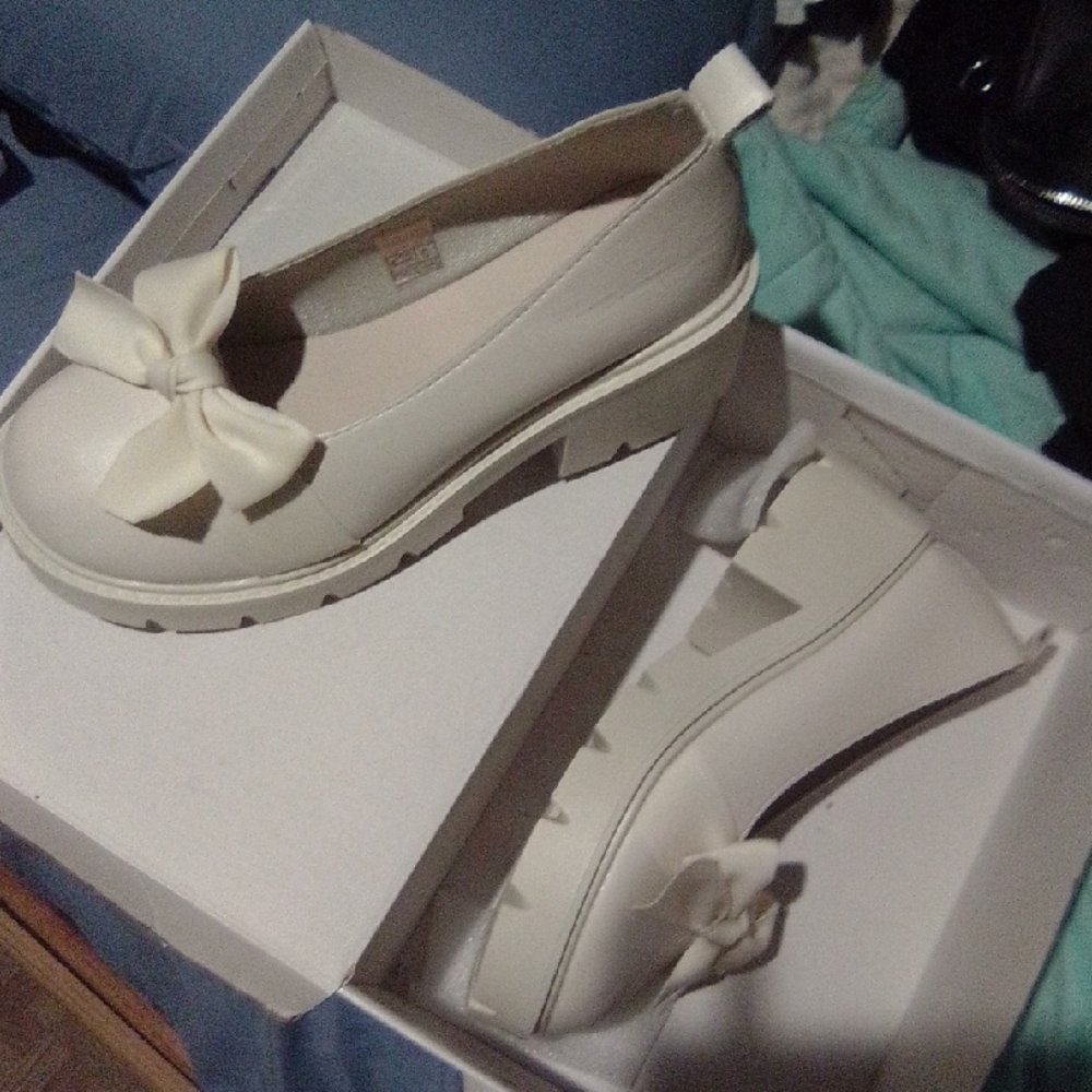 SHEIN Cream Platform Shoes with Bow